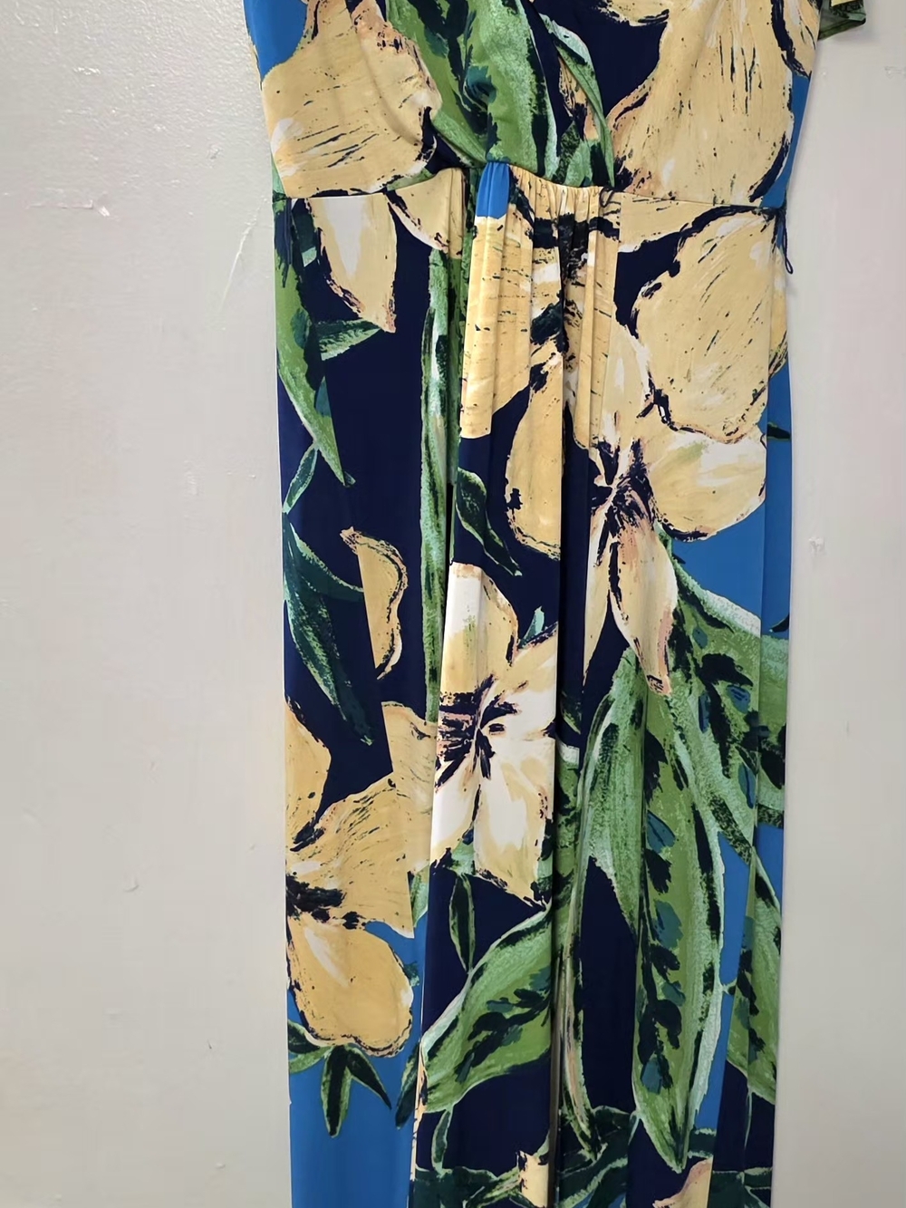London Times Floral Maxi Dress in Navy, Yellow & Green